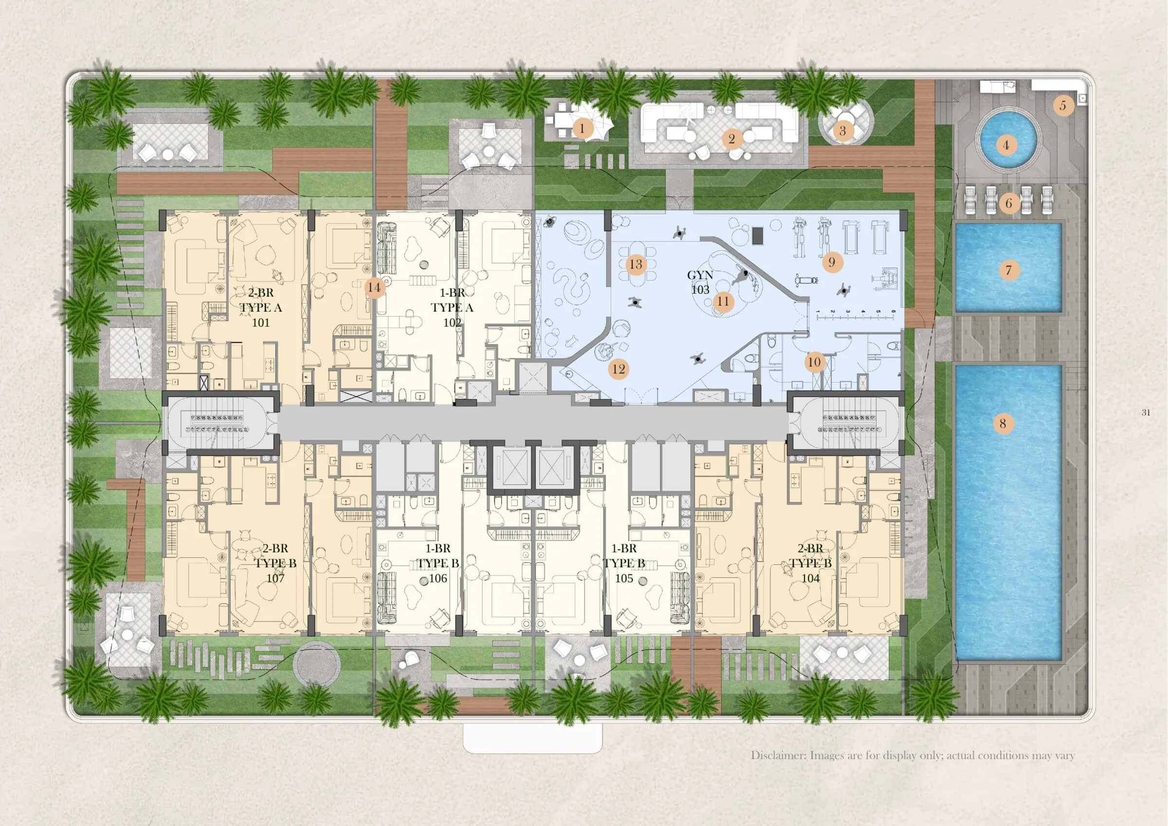 Tomorrow 166 1st floor — pool deck, gym and seven residences
