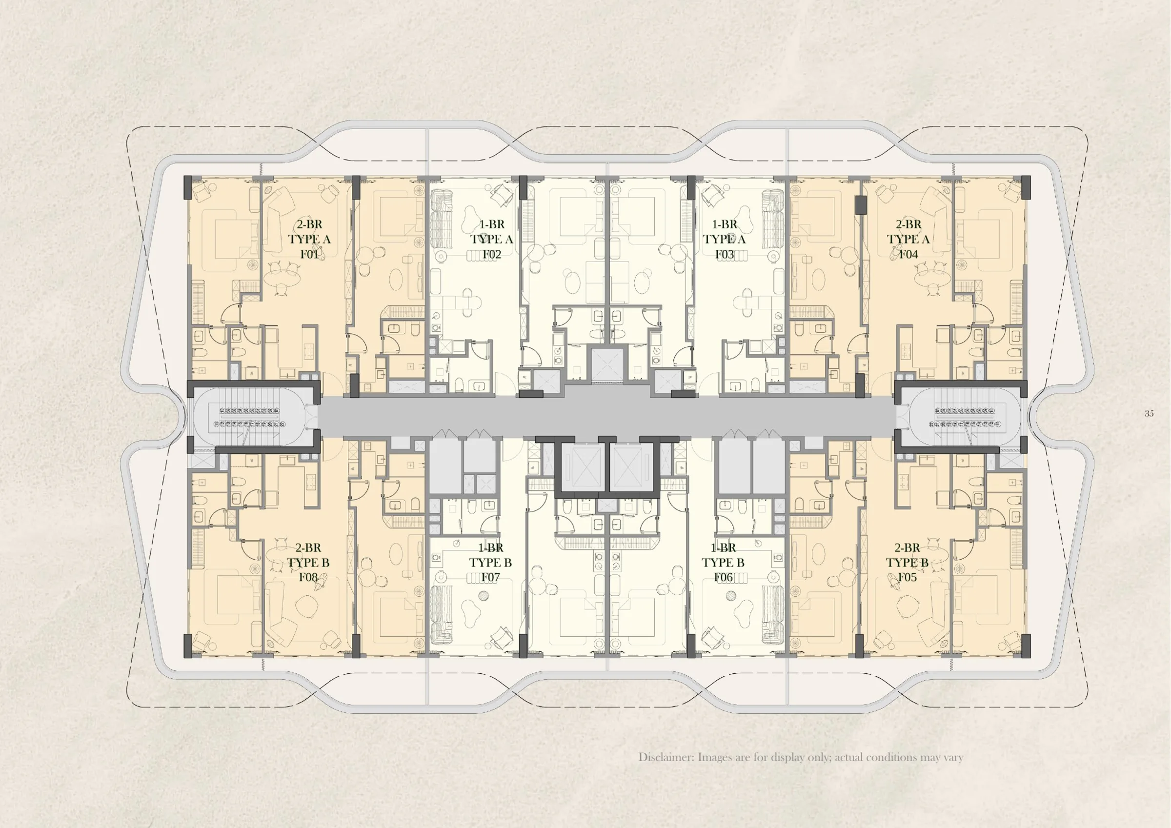 Tomorrow 166 premium mid-floor plate, floors 3 and 5 — eight residences per floor