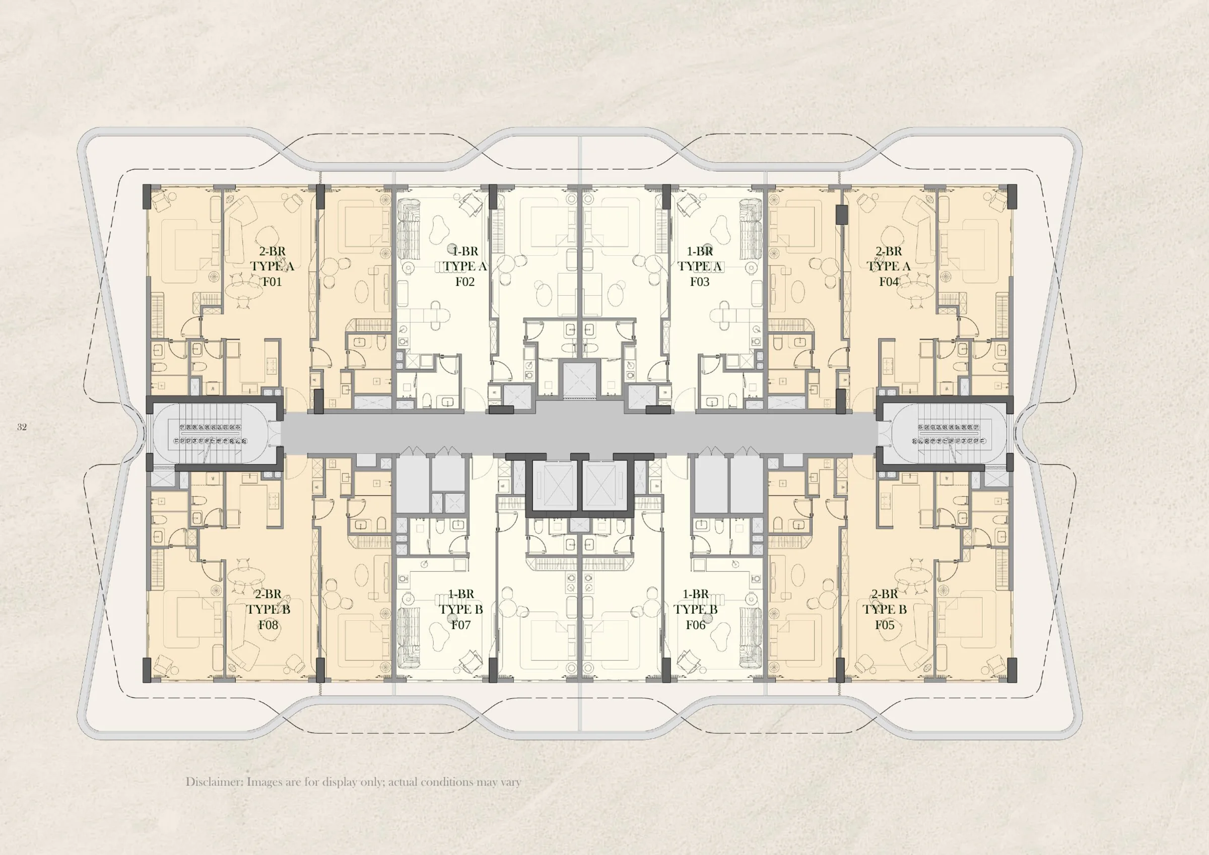 Tomorrow 166 typical mid-floor plate, floors 2, 4 and 6 — eight residences per floor